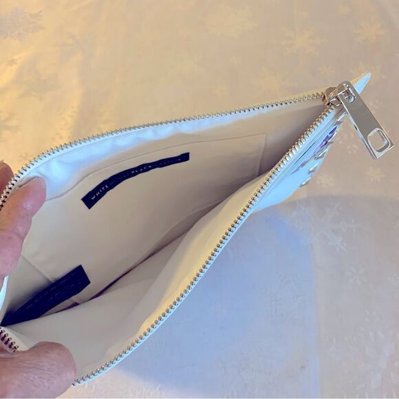 WHBM Wristlet Clutch Handbag Studded Floral Vegan Leather NWOT Gorgeous - Picture 3 of 4